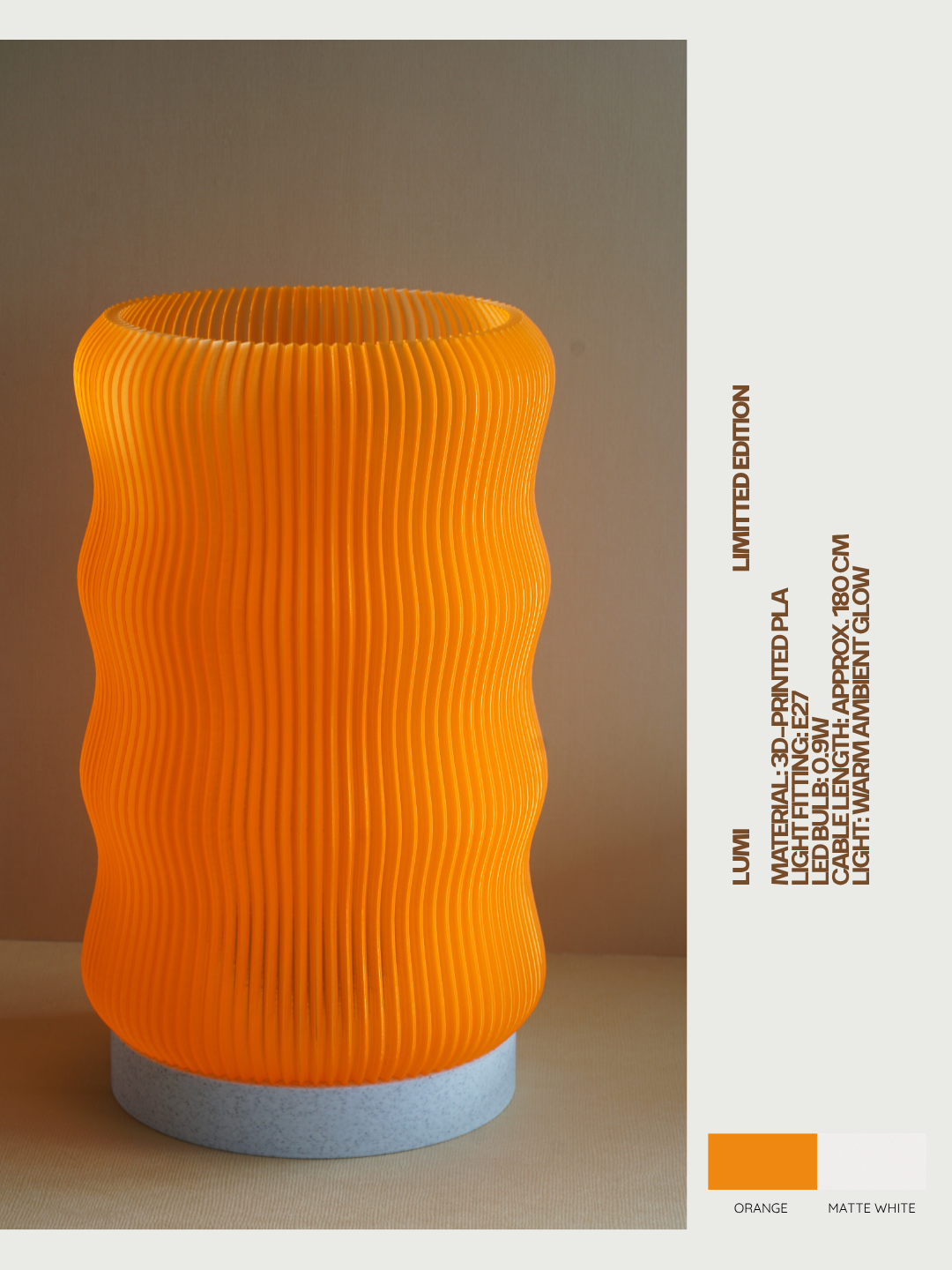 Lumi Orange & Matte White Lamp (Limitted Edition)