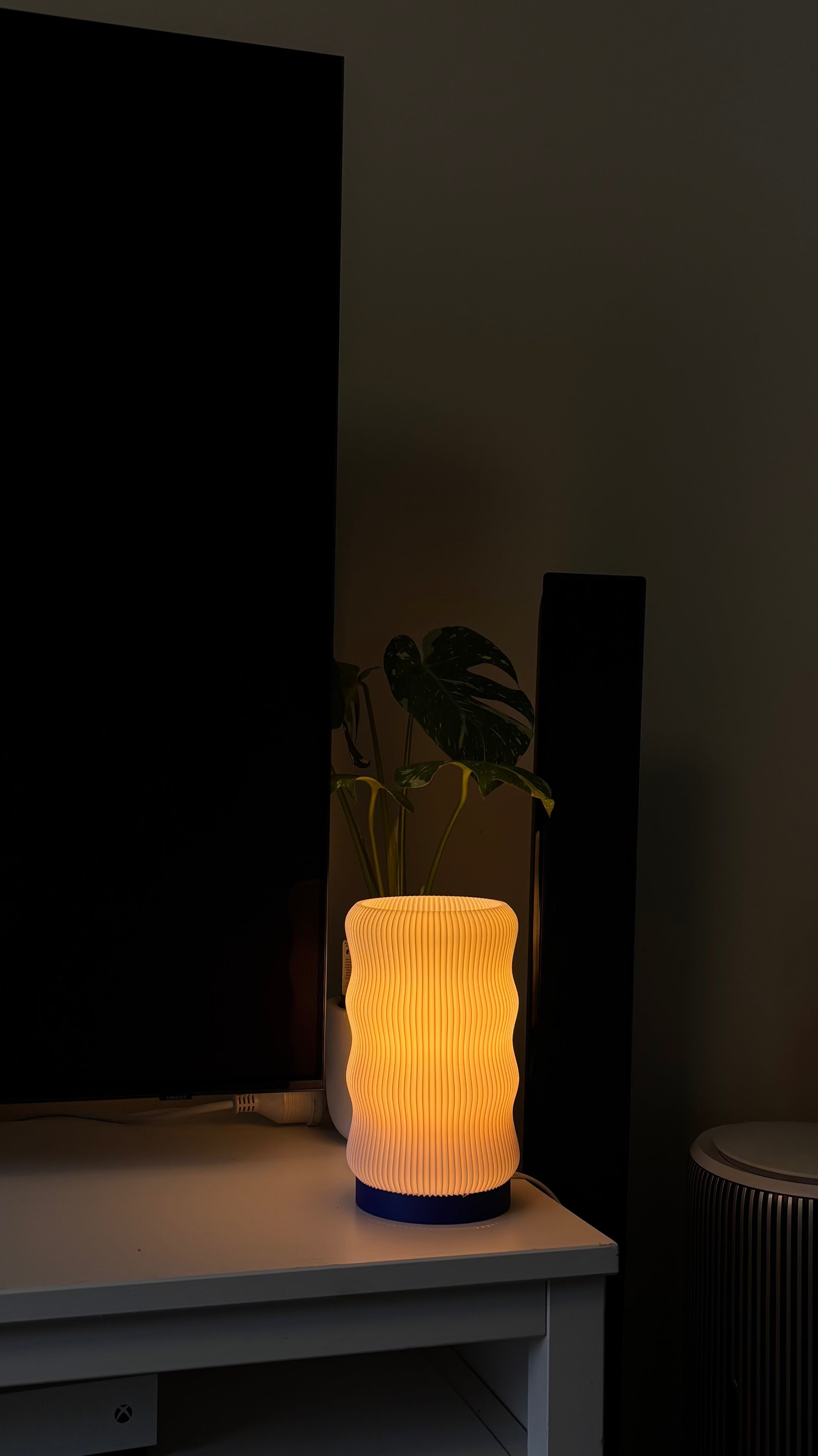 Blue 3D Printed Table Lamp, Modern Bedside Lamp for Bedroom and Living Room, Soft Warm Ambient Lighting, Minimalist Nightstand Light, Cozy Mood Lamp, Retro Home Decor, Unique Statement Lamp, Aesthetic Room Decor, Housewarming Gift, New Home Gift, Modern Apartment Decor, Contemporary Home Accessory